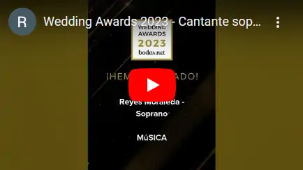 Premio Wedding Awards 2023 de bodas.net para Reyes Moraleda cantante para bodas