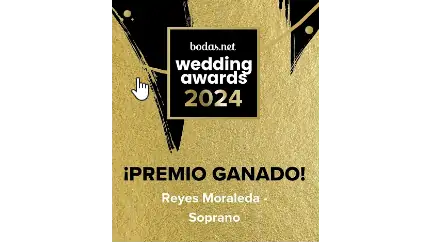 Premio Wedding Awards 2024 de bodas.net para Reyes Moraleda cantante para bodas